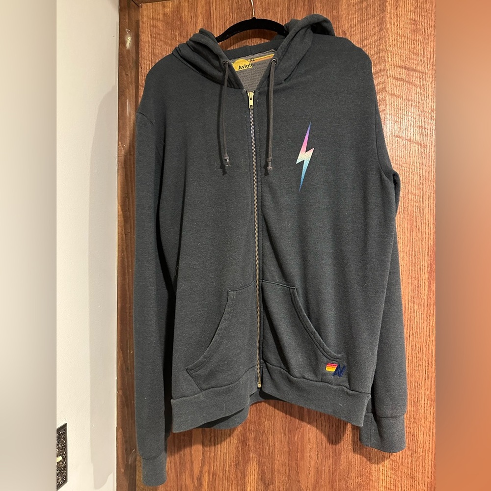 Aviator nation charcoal grey zip up